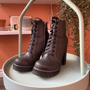 Current Mood Black Lace-Up Ankle Boots